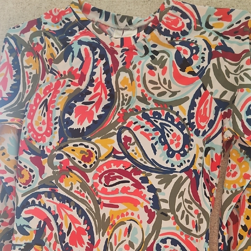 Anne Cole Swim Colorful Top.Paisley Design.